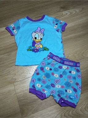 Disney Daisy Duck Blue & Purple Floral Kids Pajama Set